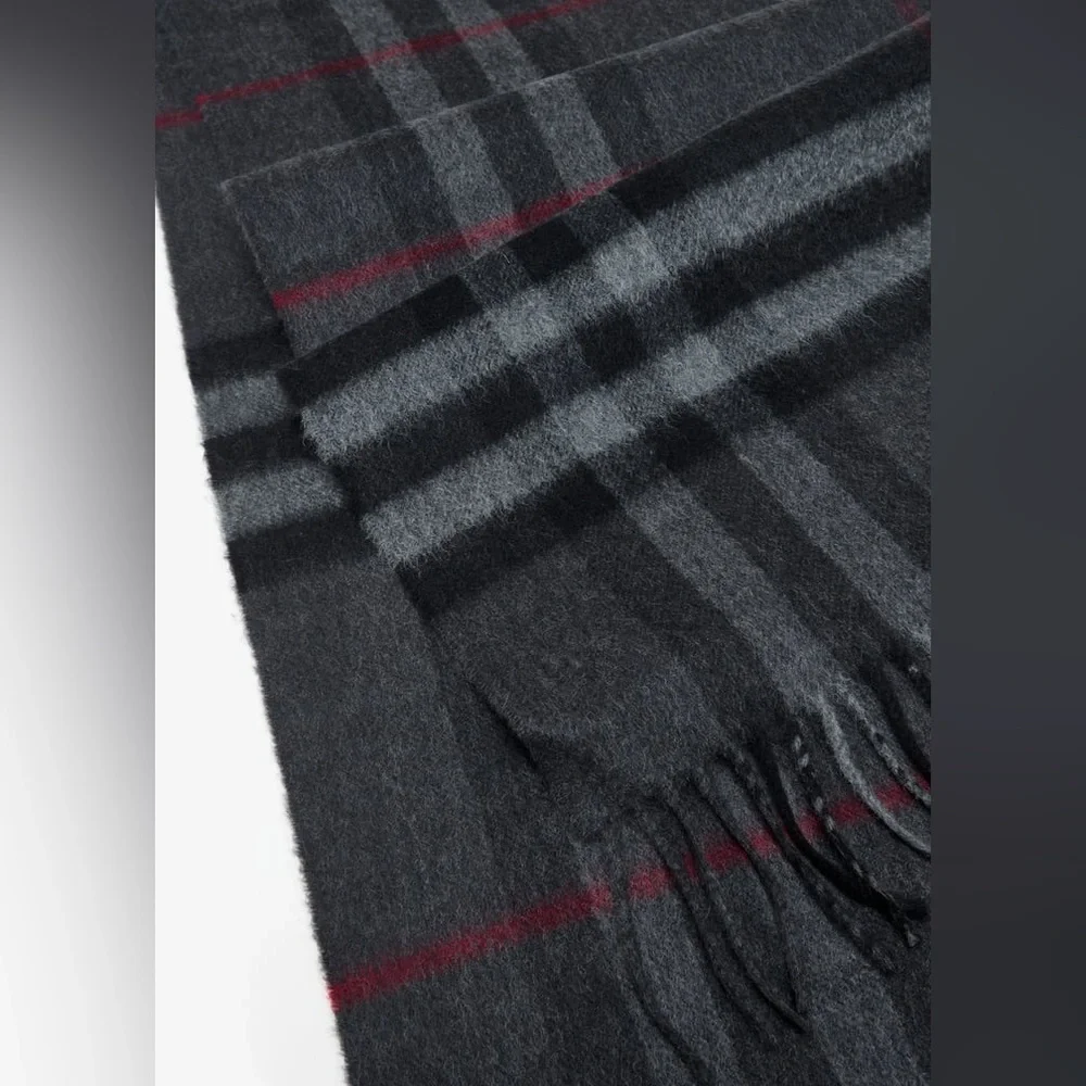 Burberry Black and Red Cashmere Scarf